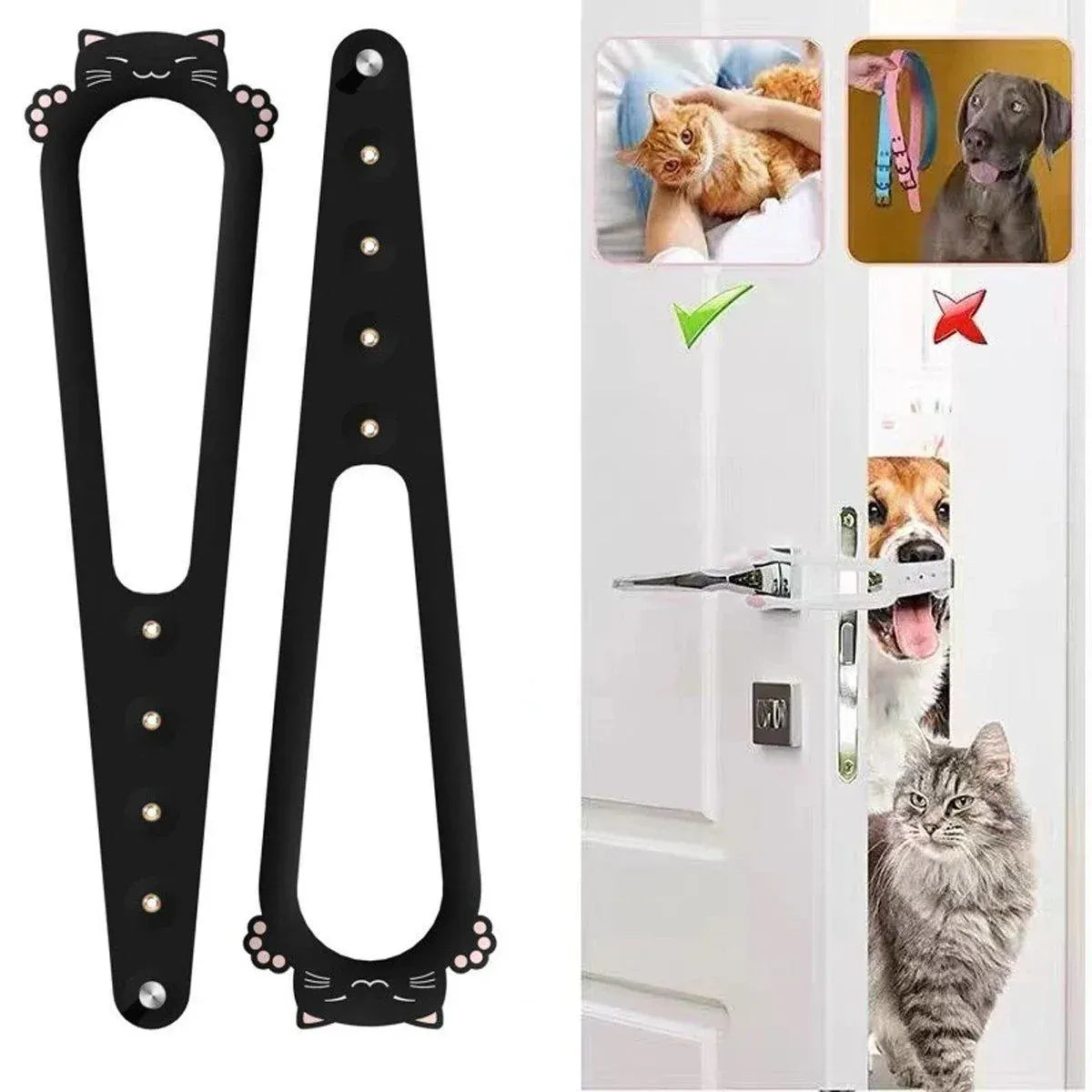 Adjustable Cat Door Gap Strap – Black, 2-Piece Set