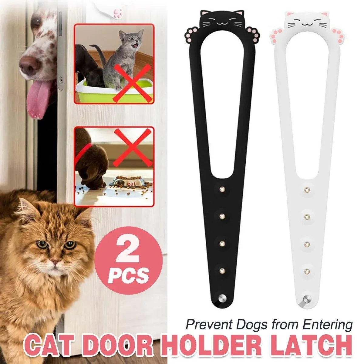 Adjustable Cat Door Gap Strap – Black, 2-Piece Set