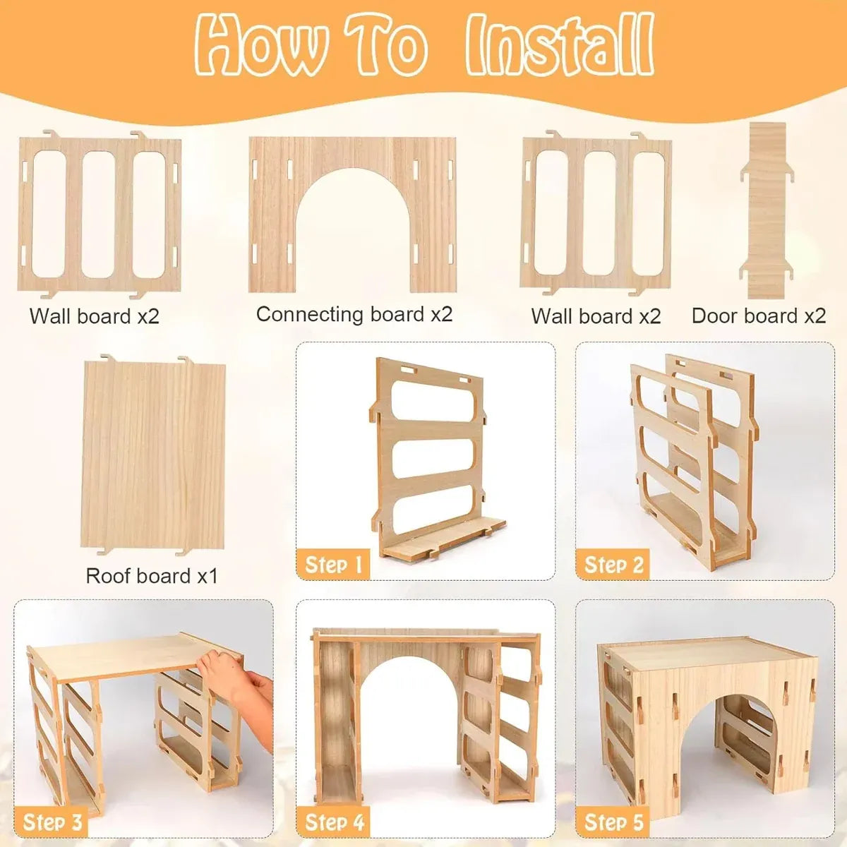 Three-in-One Small Pet Wooden Hay Feeder & Hideaway