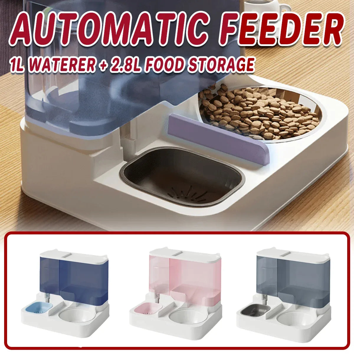 Automatic Pet Food & Water Dispenser - Blue