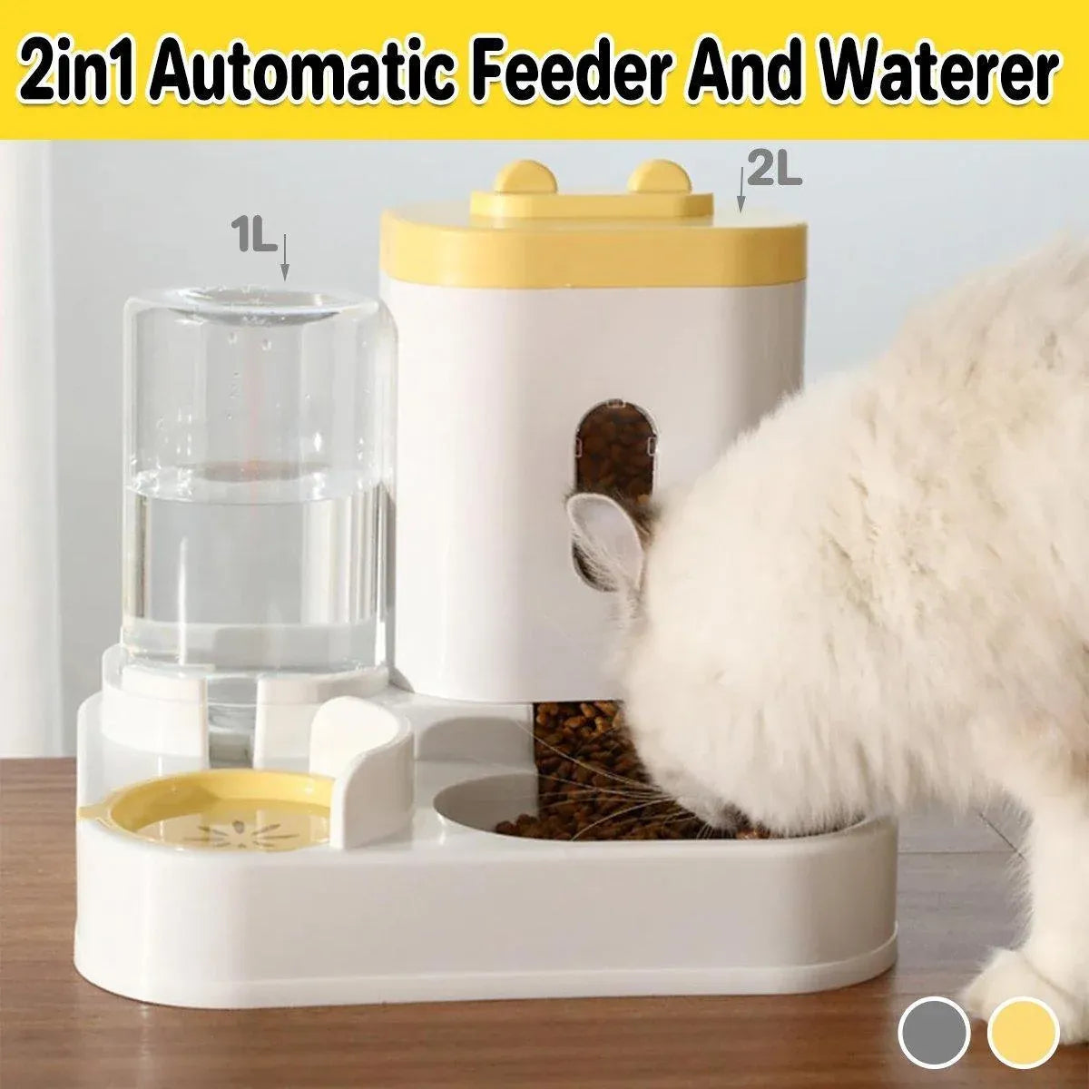 Gravity Pet Food & Water Feeder Station - Grey, 2 L + 1 L