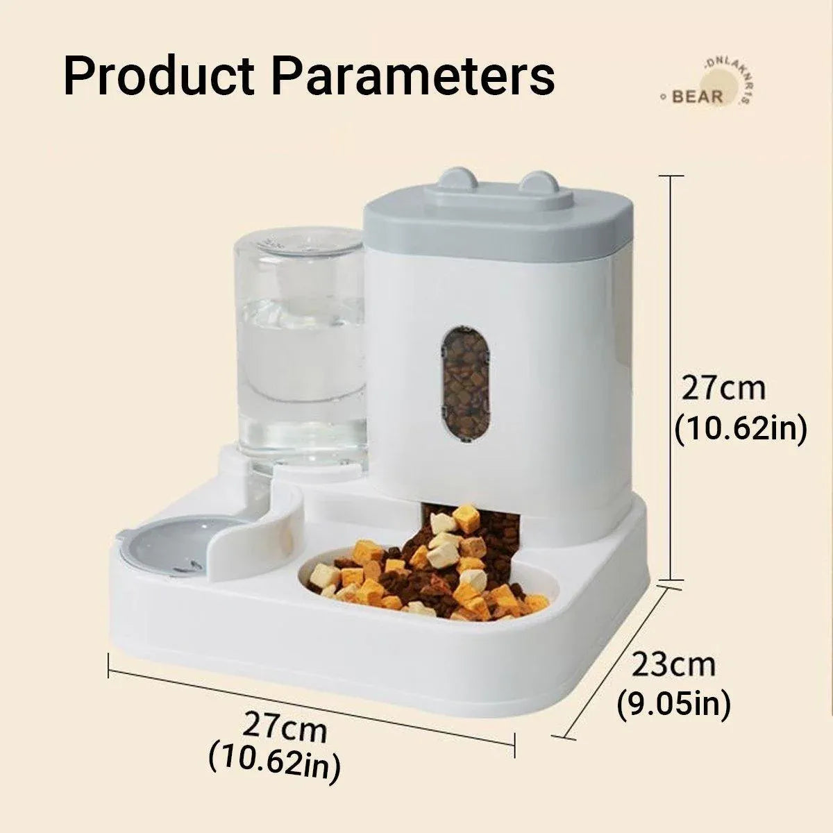 Gravity Pet Food & Water Feeder Station - Grey, 2 L + 1 L