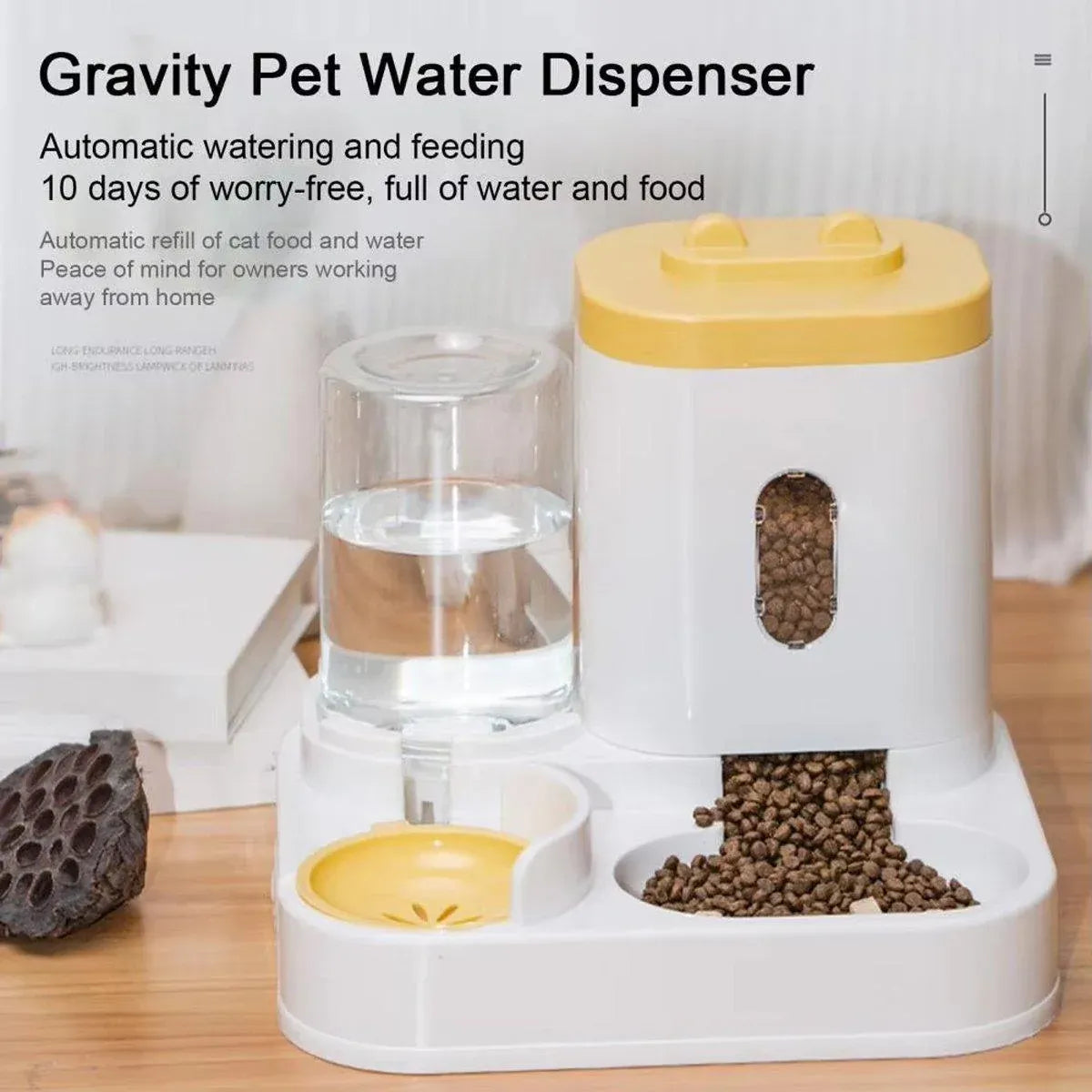 Gravity Pet Food & Water Feeder Station - Grey, 2 L + 1 L