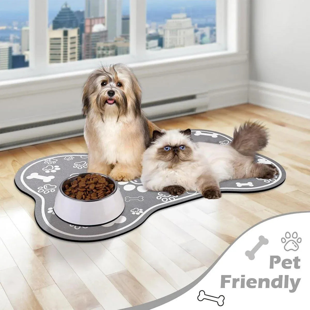 Absorbent Non-Slip Pet Feeding Mat - Black, 50 × 80 cm