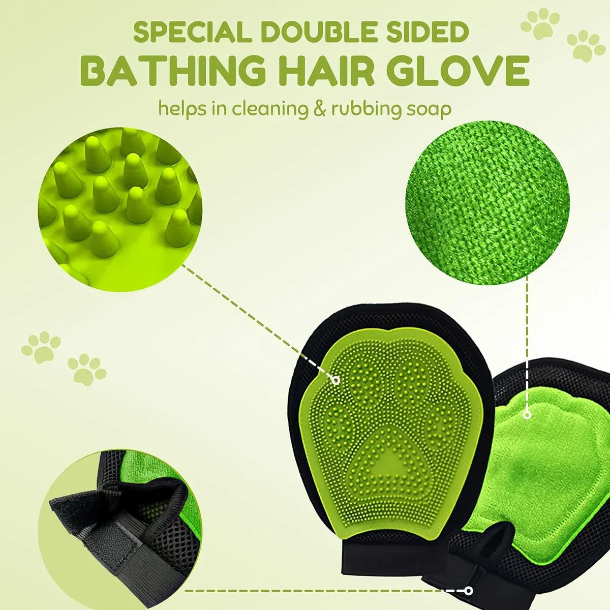 Three-Piece Pet Grooming Glove & Comb Set - Green