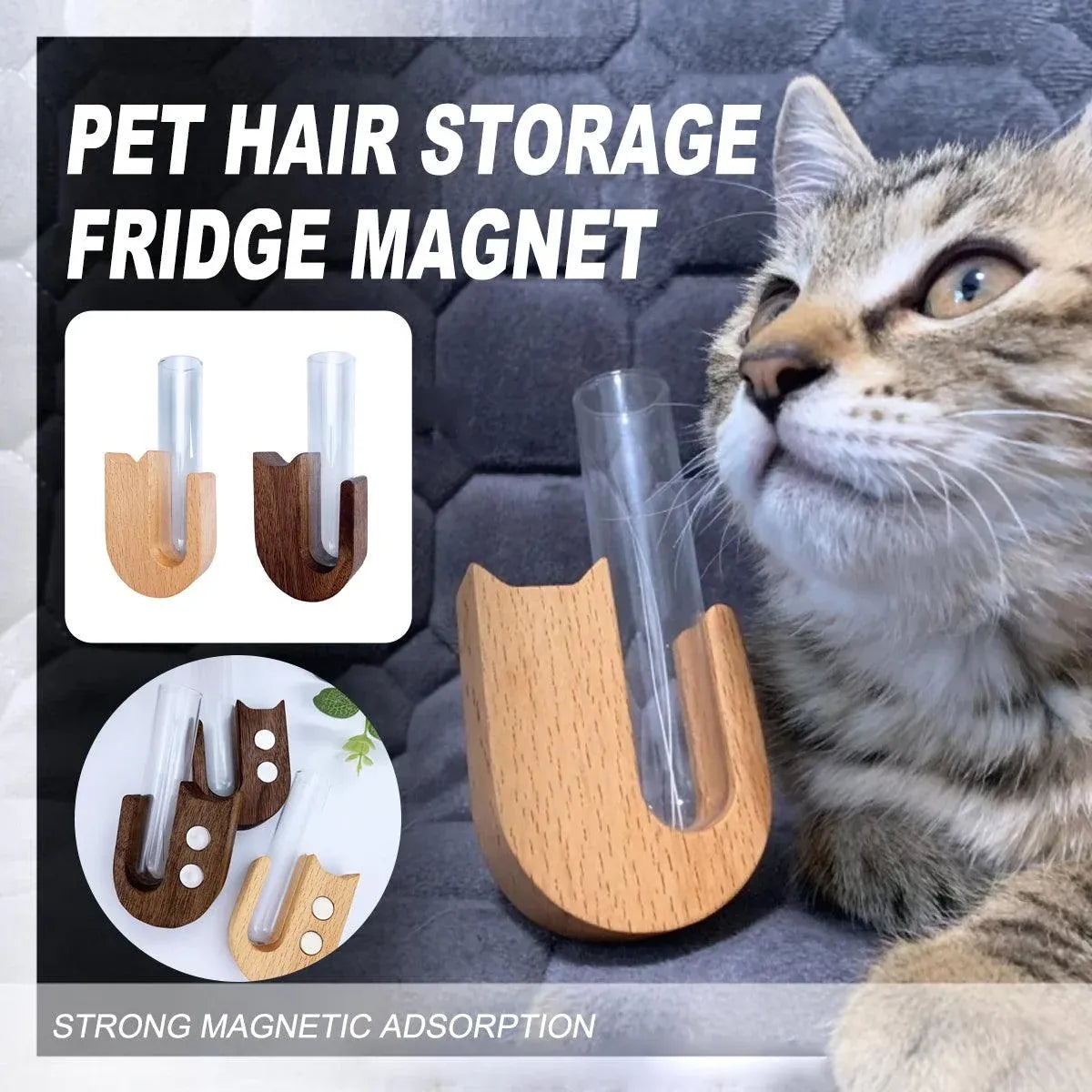 Pet Hair Memorial Box Fridge Magnet Keepsake Whisker Collector Storage Case - Black walnut — product image 2