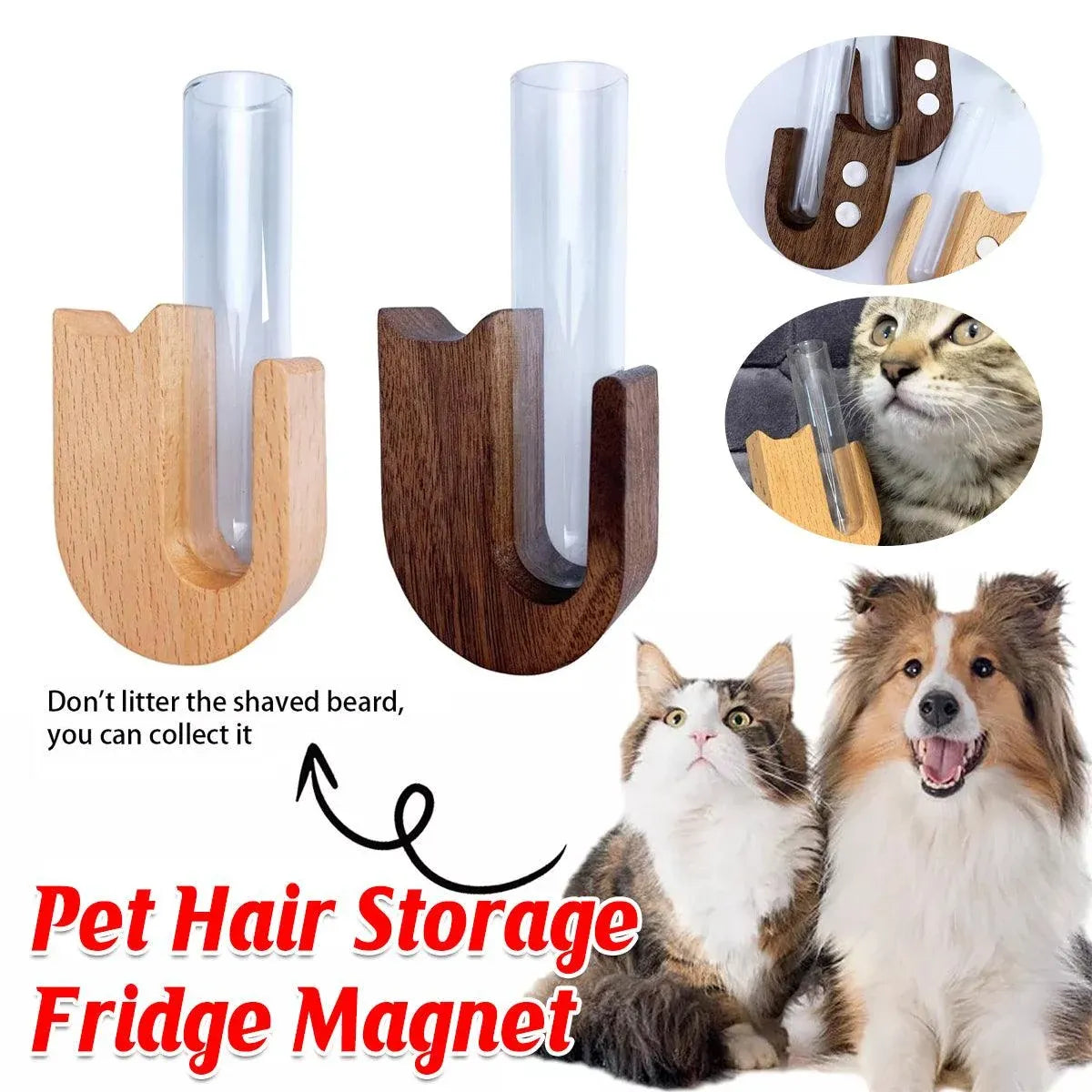 Pet Hair Memorial Box Fridge Magnet Keepsake Whisker Collector Storage Case - Black walnut — product image 14