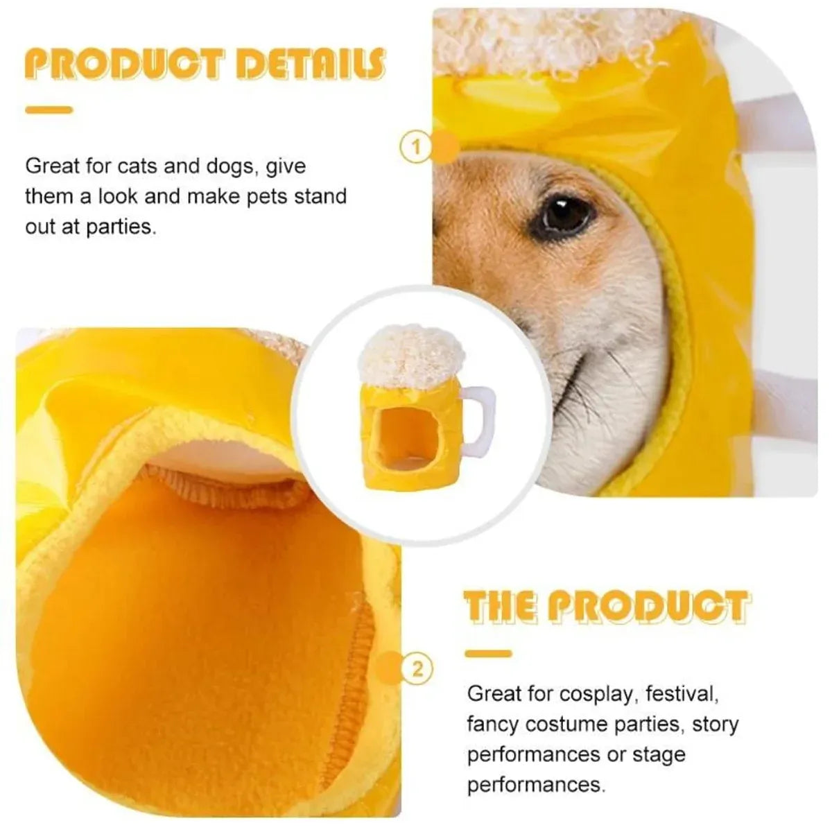Beer Mug Costume Hat for Dogs & Cats – supplier product photograph 4 of 12