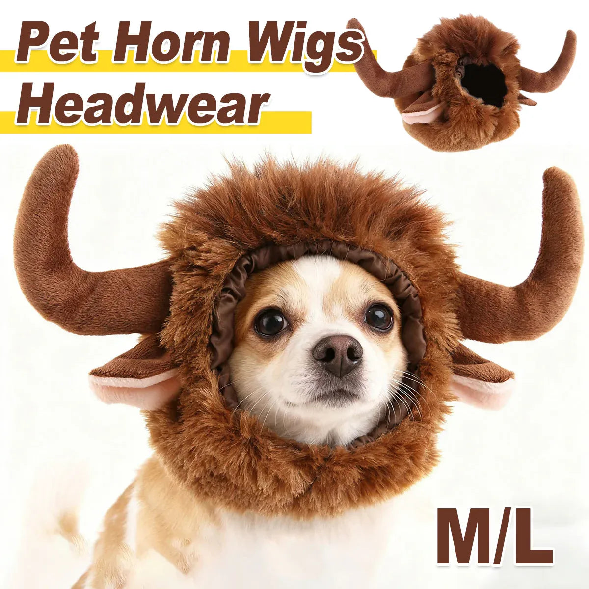 Plush Horned Pet Costume Hat - L – supplier product photograph 2 of 12