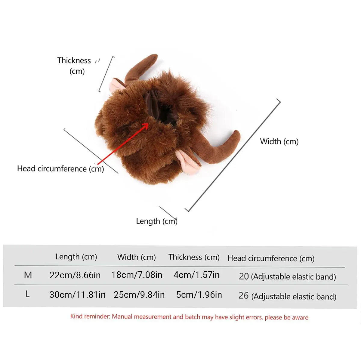 Plush Horned Pet Costume Hat - L – supplier product photograph 3 of 12