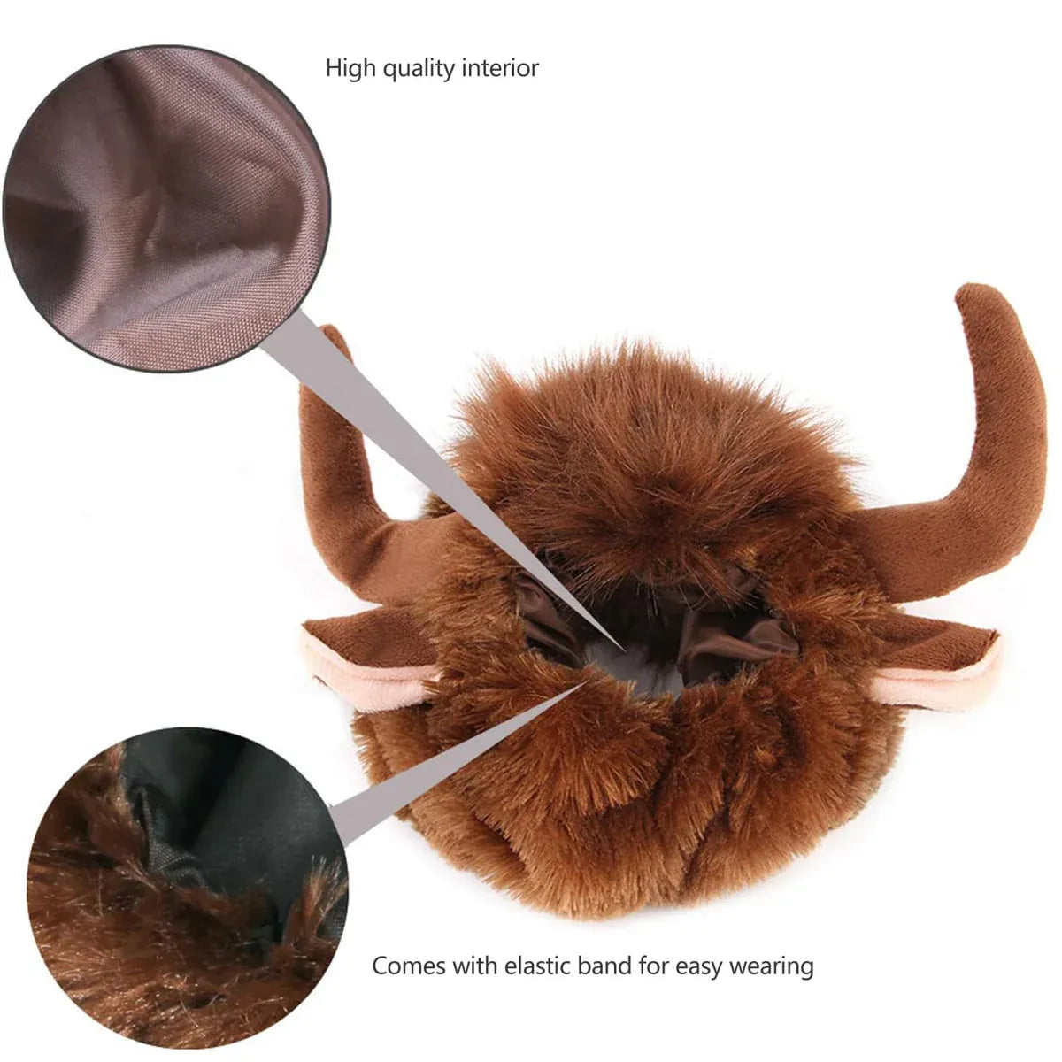 Plush Horned Pet Costume Hat - L – supplier product photograph 4 of 12