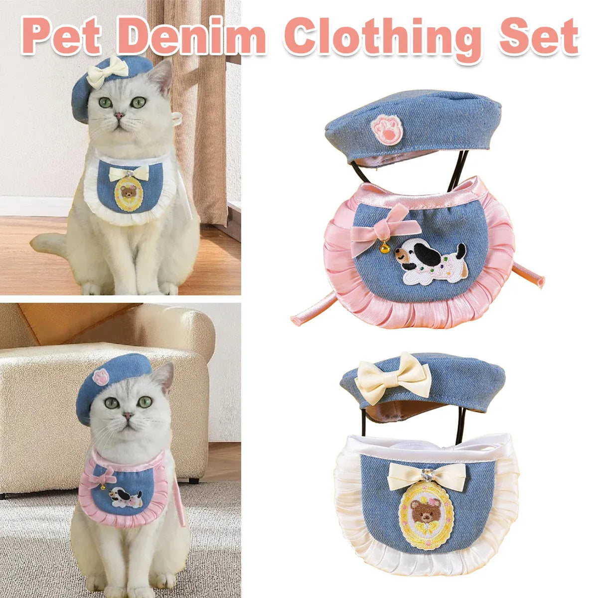 Lace Pet Costume Bib & Hat Set - Pink – supplier product photograph 2 of 13