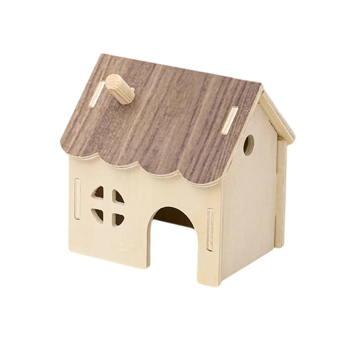 Wooden Hamster Hideaway House - Natural, 13 × 11 × 13 cm