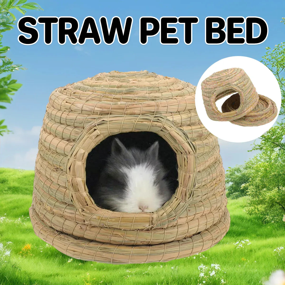 Natural Straw Rabbit & Hamster Nest Hideout