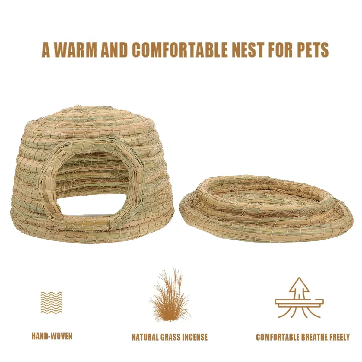 Natural Straw Rabbit & Hamster Nest Hideout