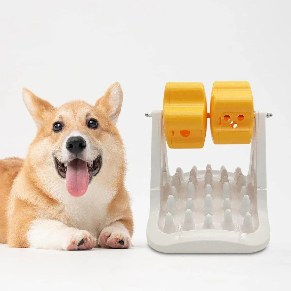 Dual-Roller Dog Treat Dispensing Activity Toy - Orange, 31.5 cm