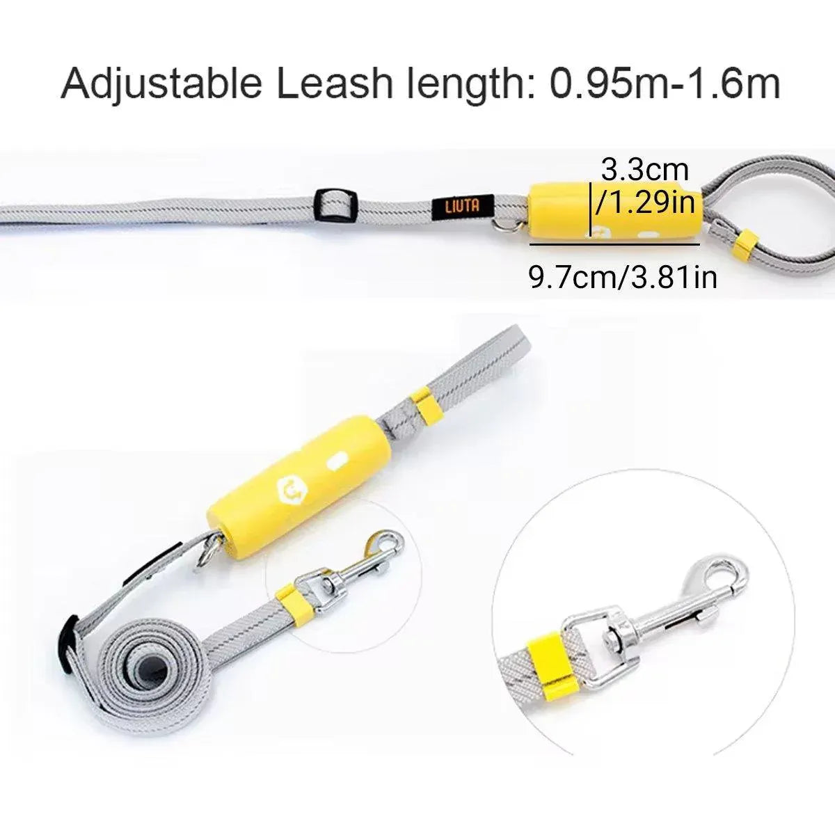 Reflective Nylon Dog Lead with Quick-Release Handle – White, 0.95–1.6 m