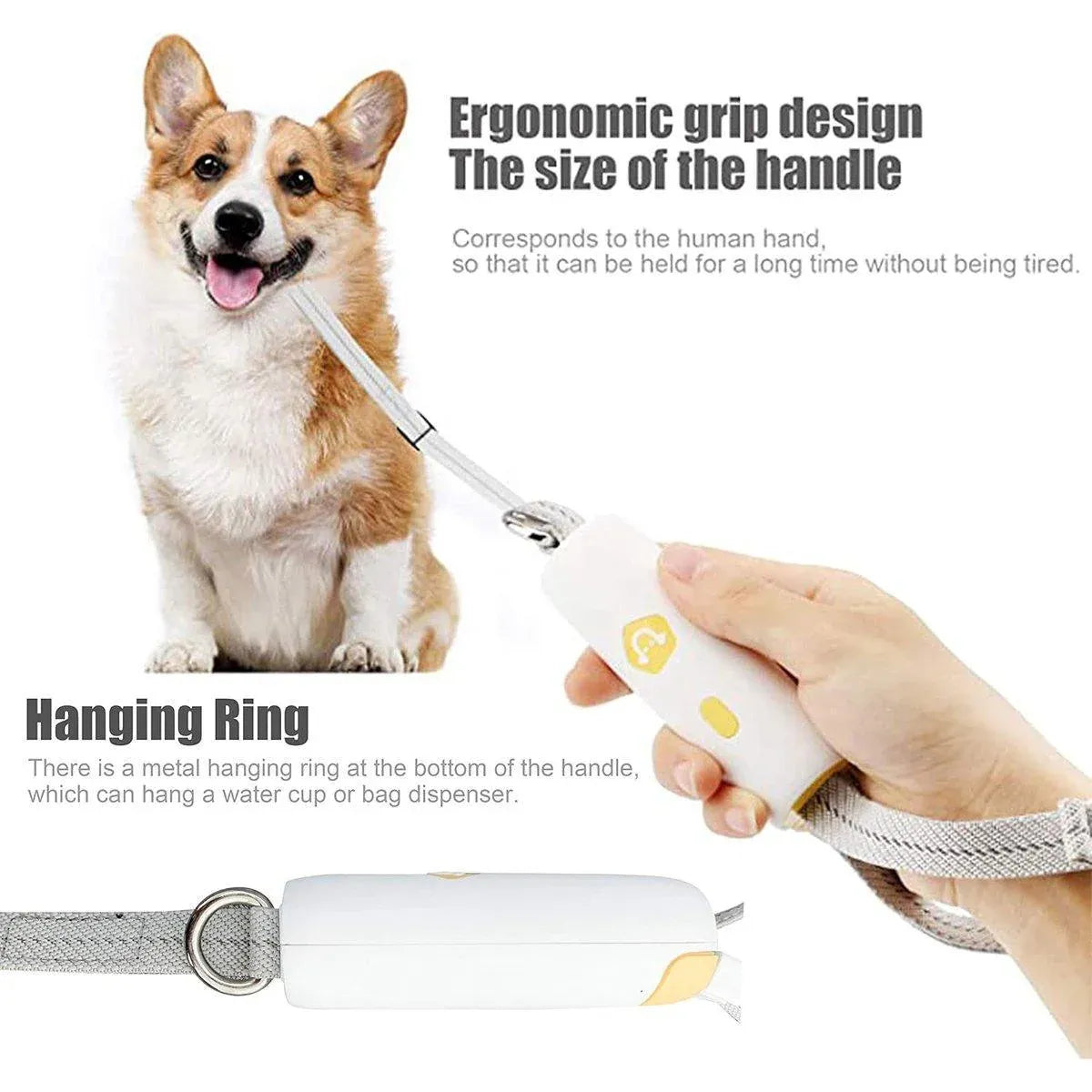 Reflective Nylon Dog Lead with Quick-Release Handle – White, 0.95–1.6 m