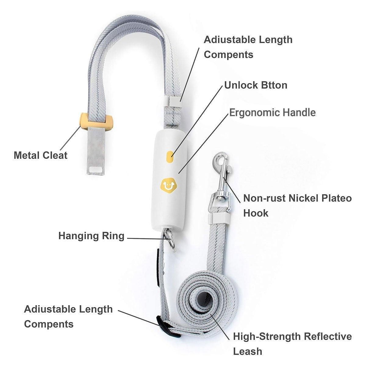 Reflective Nylon Dog Lead with Quick-Release Handle – White, 0.95–1.6 m