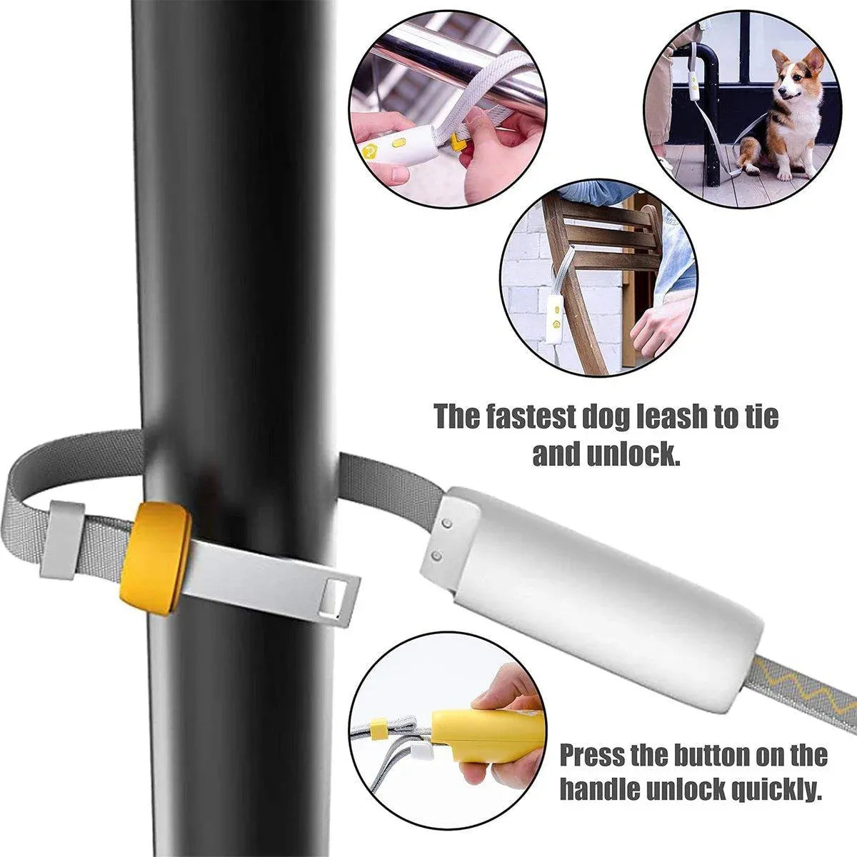 Reflective Nylon Dog Lead with Quick-Release Handle – White, 0.95–1.6 m