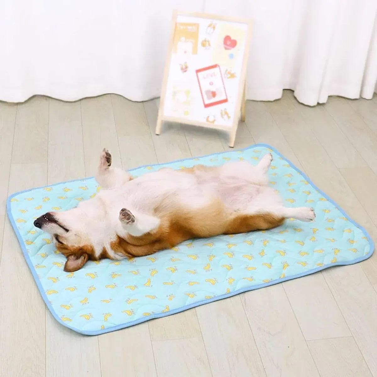 Cooling-Feel Fabric Pet Resting Mat - Blue, XL, 100 × 70 cm