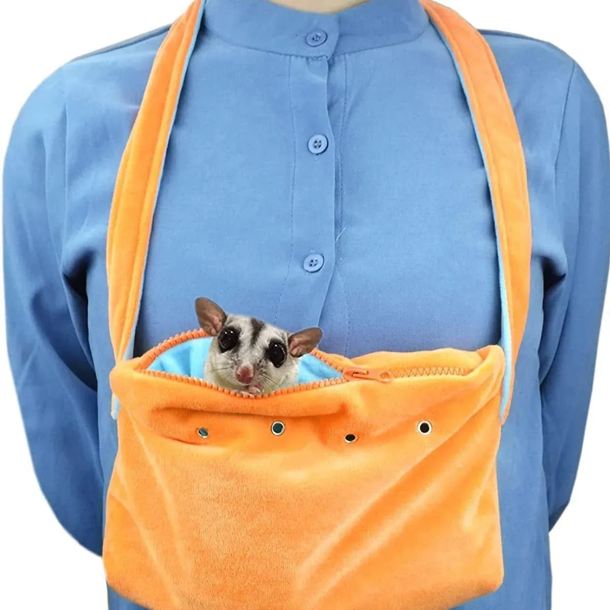 Soft Orange Small-Animal Carry Pouch with Shoulder Strap - 15 × 25 cm