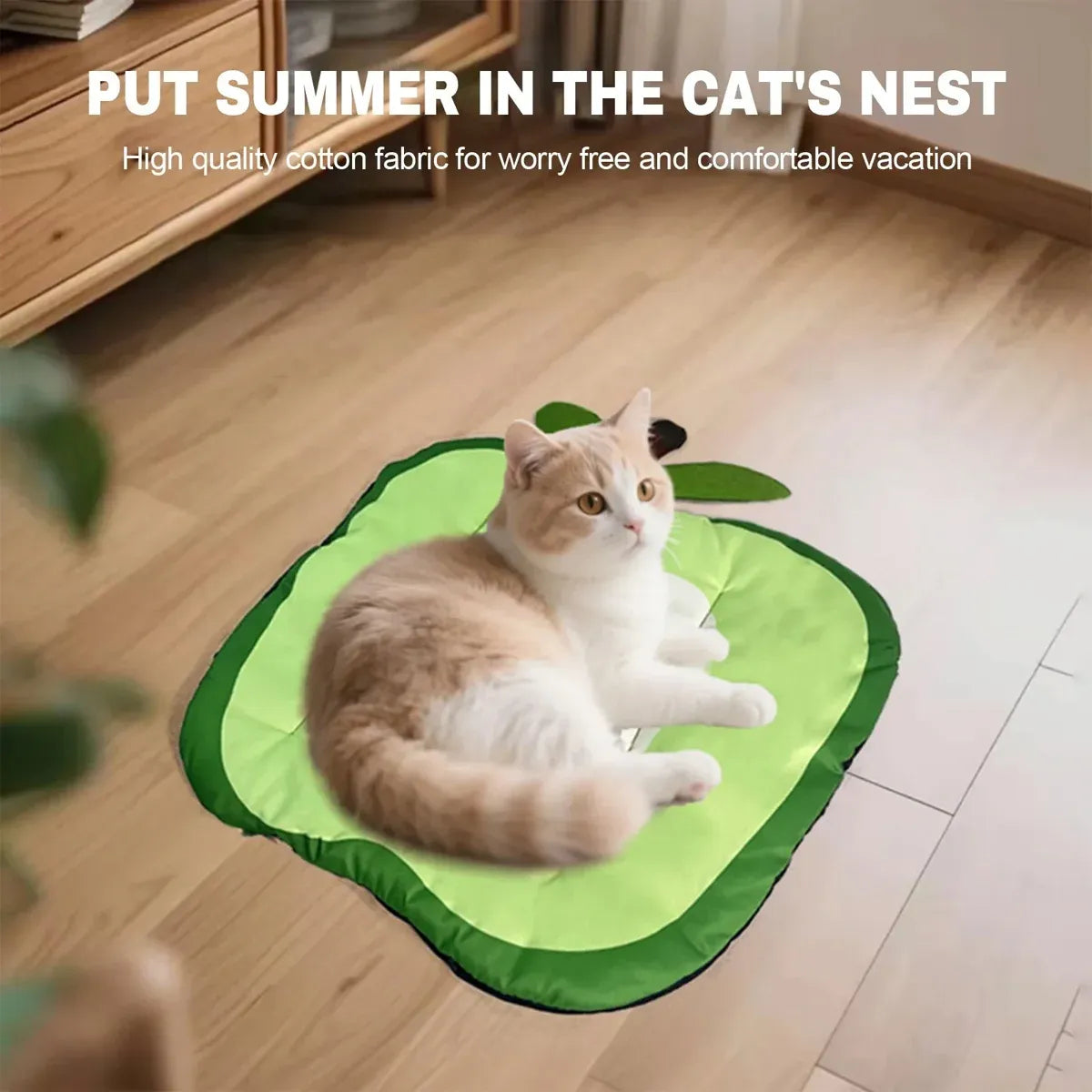 Fruit-Print Pet Summer Resting Mat - Apple, 45 × 43 cm