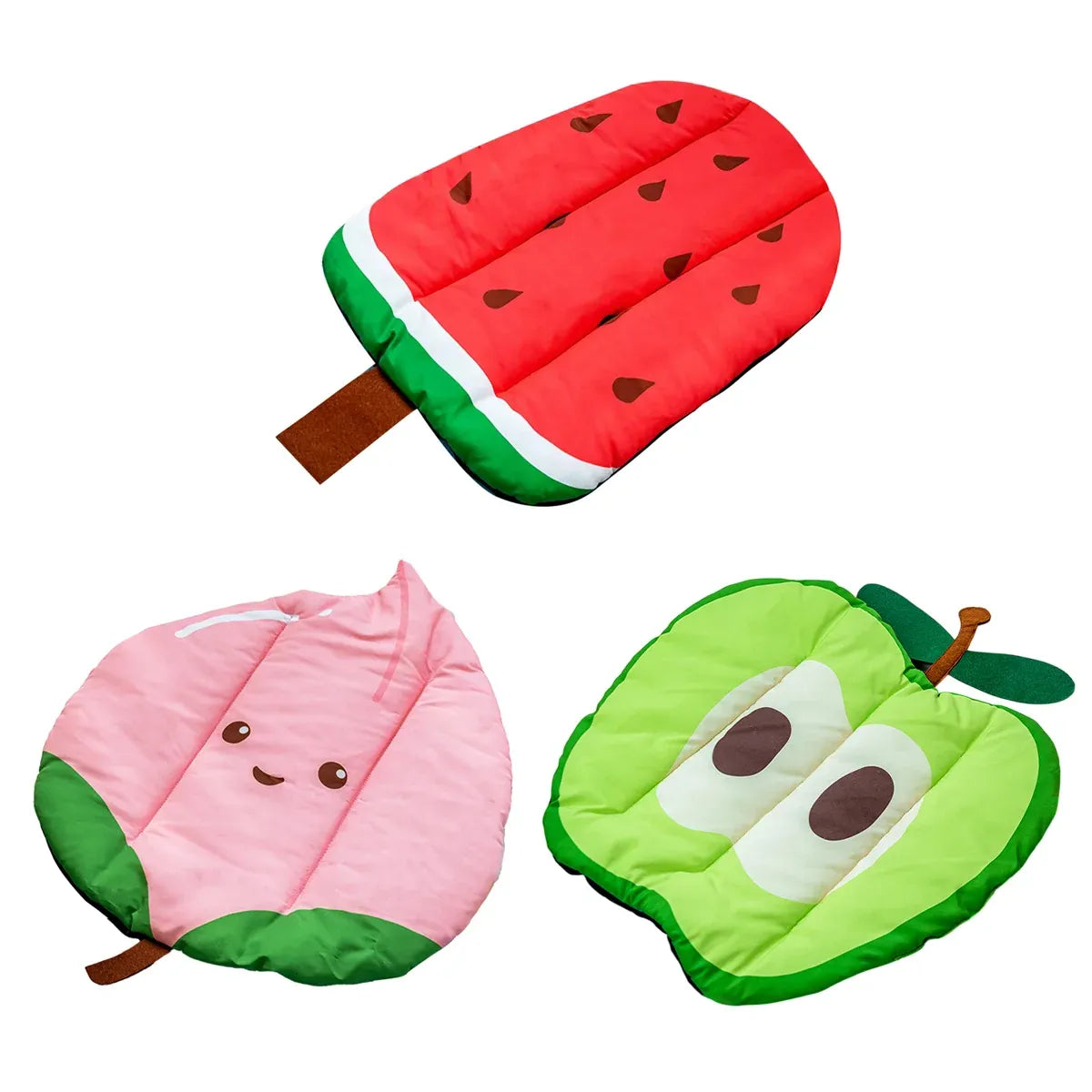 Fruit-Print Pet Summer Resting Mat - Peach, 47 × 41 cm