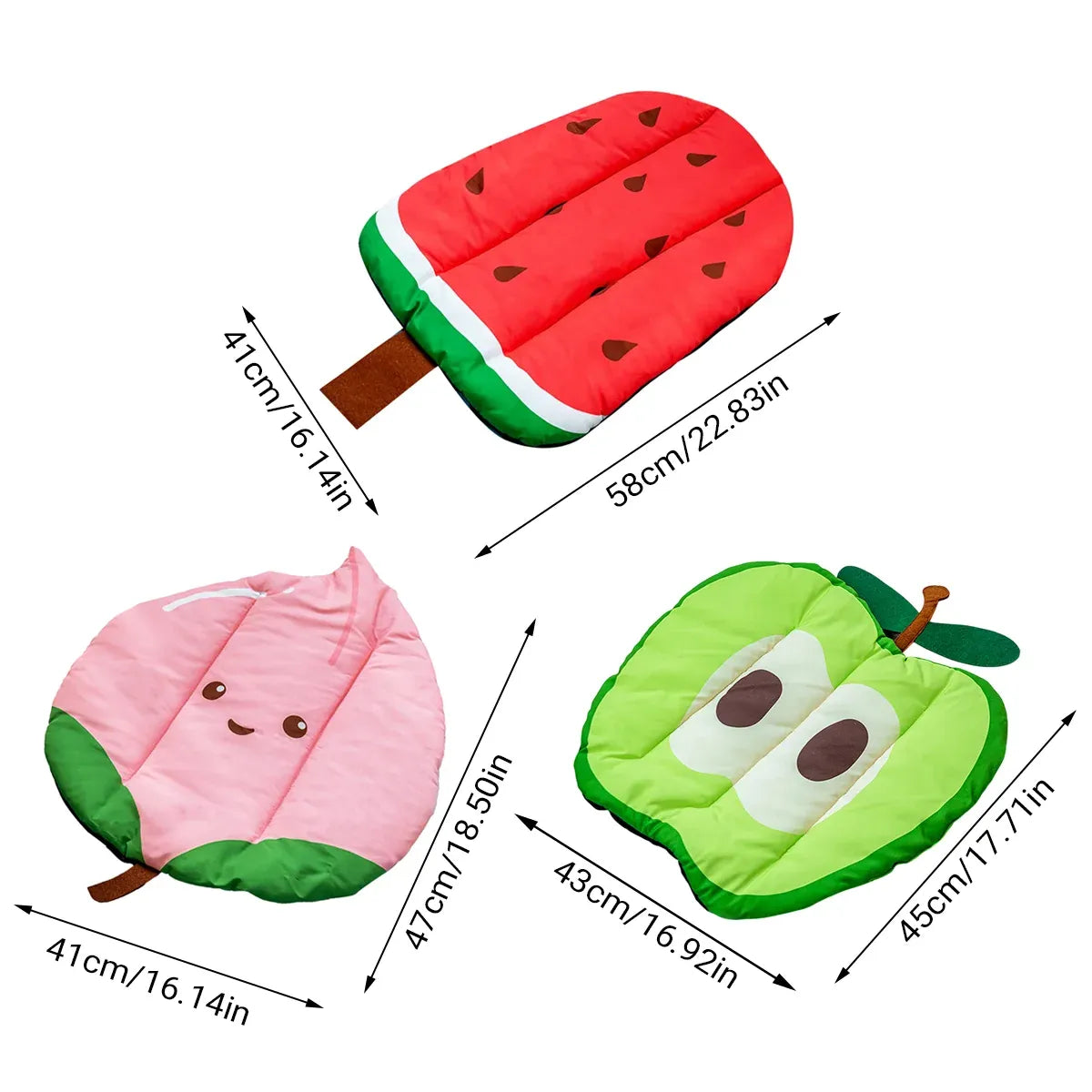Fruit-Print Pet Summer Resting Mat - Peach, 47 × 41 cm