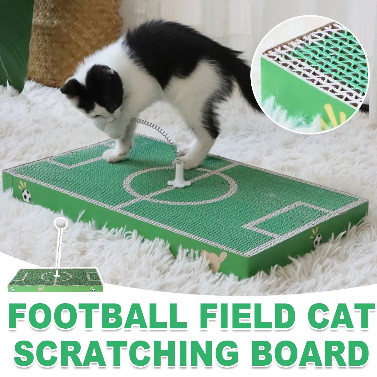 Football-Field Cardboard Cat Scratching Board - product photo 1 of 13