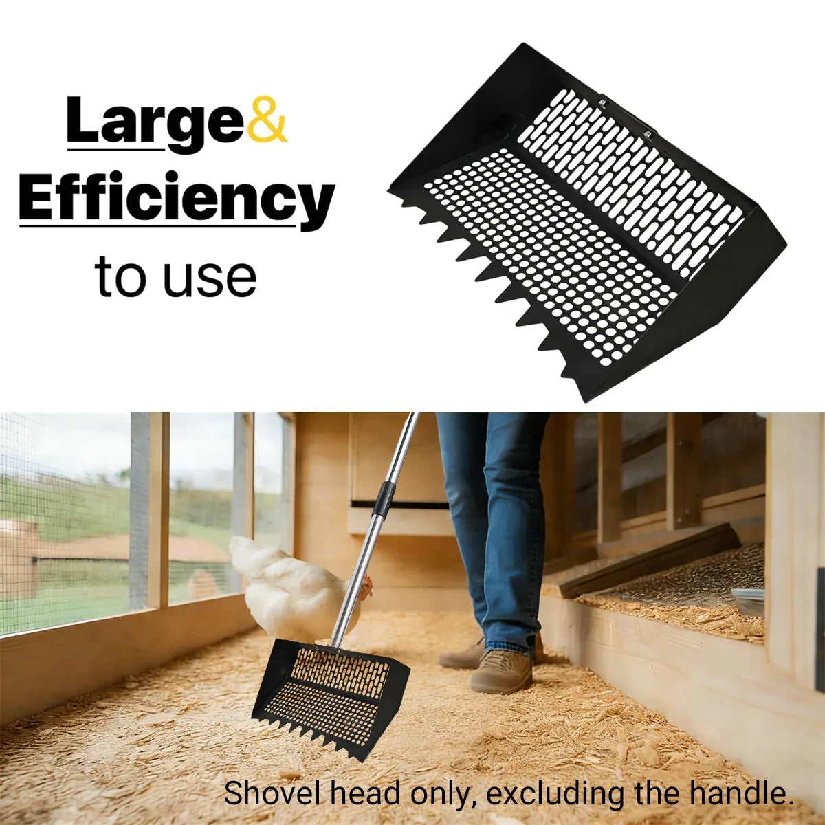 Perforated Chicken-Coop Waste Sifting Shovel Head - 30 × 18 cm