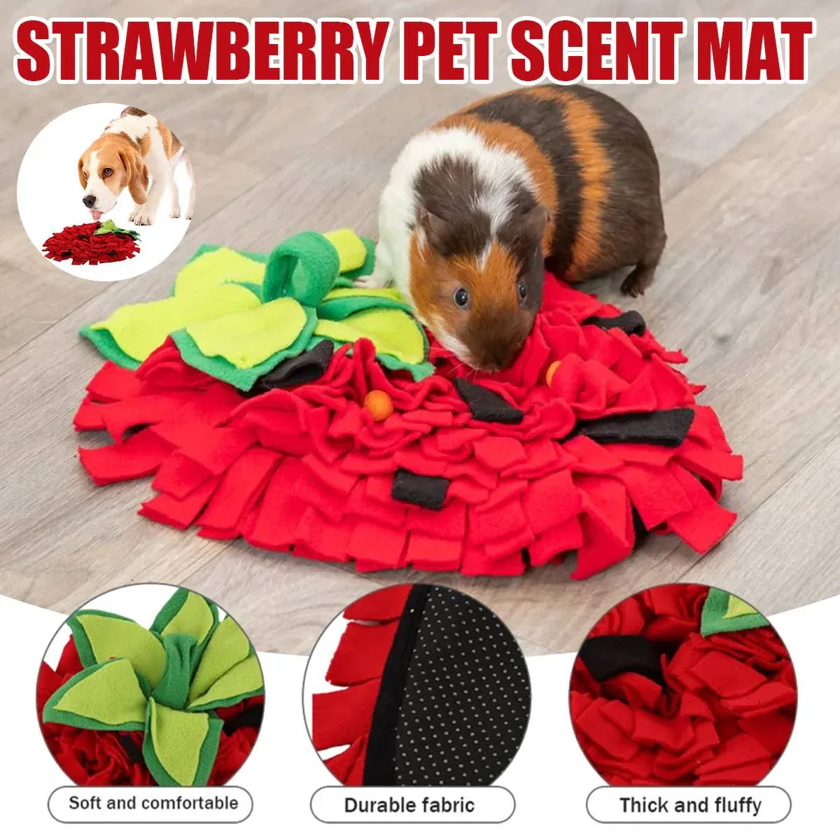 Strawberry-Shaped Pet Snuffle & Treat-Search Mat - 45 × 35 cm