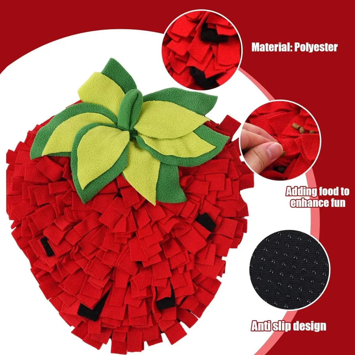 Strawberry-Shaped Pet Snuffle & Treat-Search Mat - 45 × 35 cm