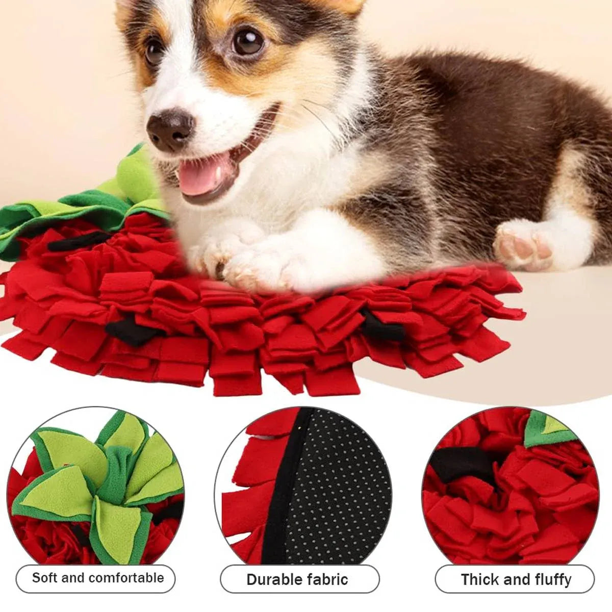 Strawberry-Shaped Pet Snuffle & Treat-Search Mat - 45 × 35 cm