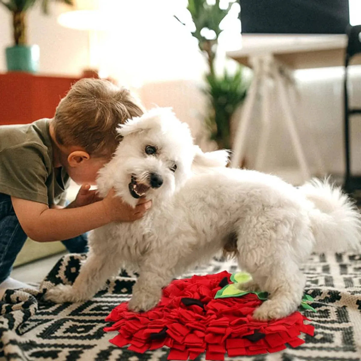 Strawberry-Shaped Pet Snuffle & Treat-Search Mat - 45 × 35 cm