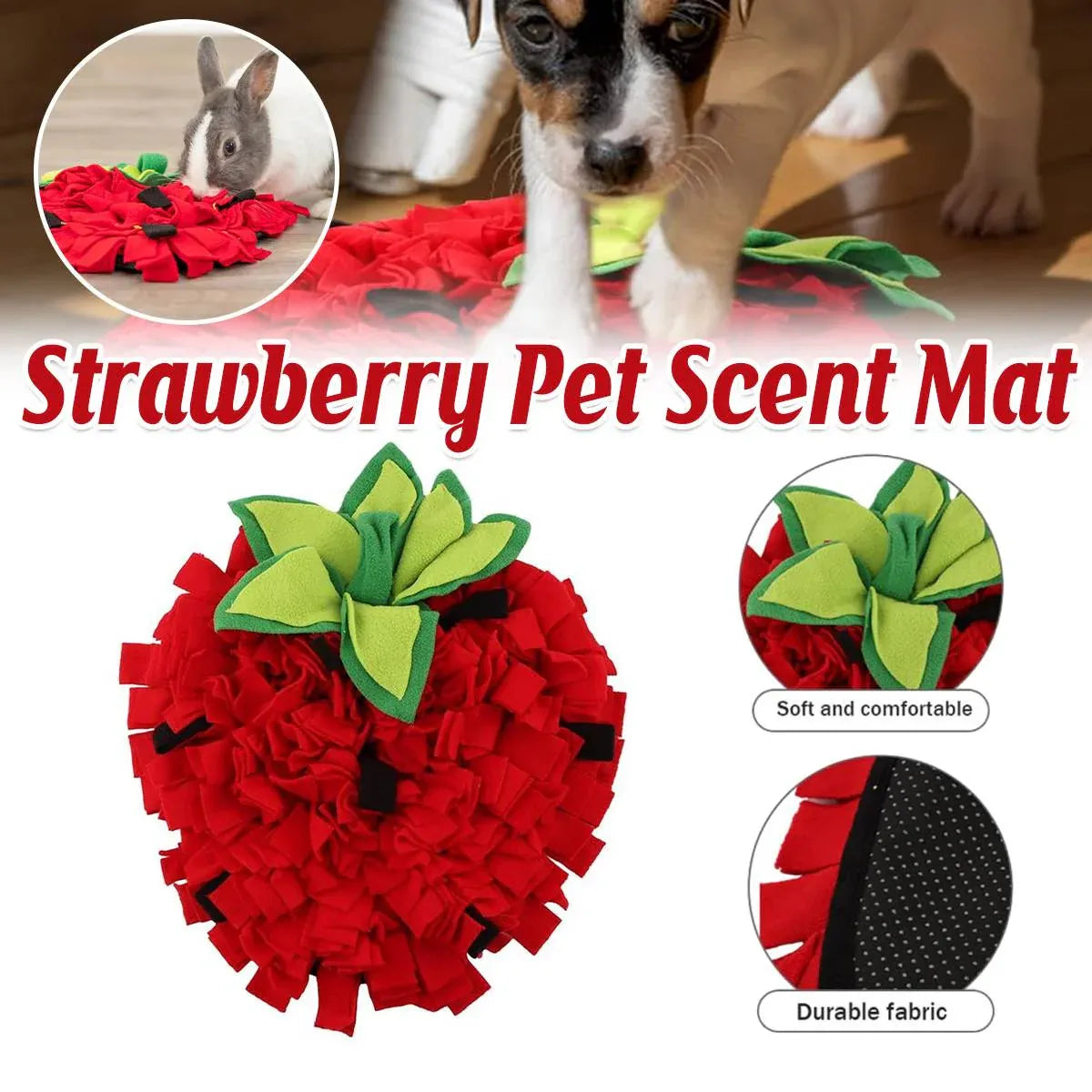 Strawberry-Shaped Pet Snuffle & Treat-Search Mat - 45 × 35 cm
