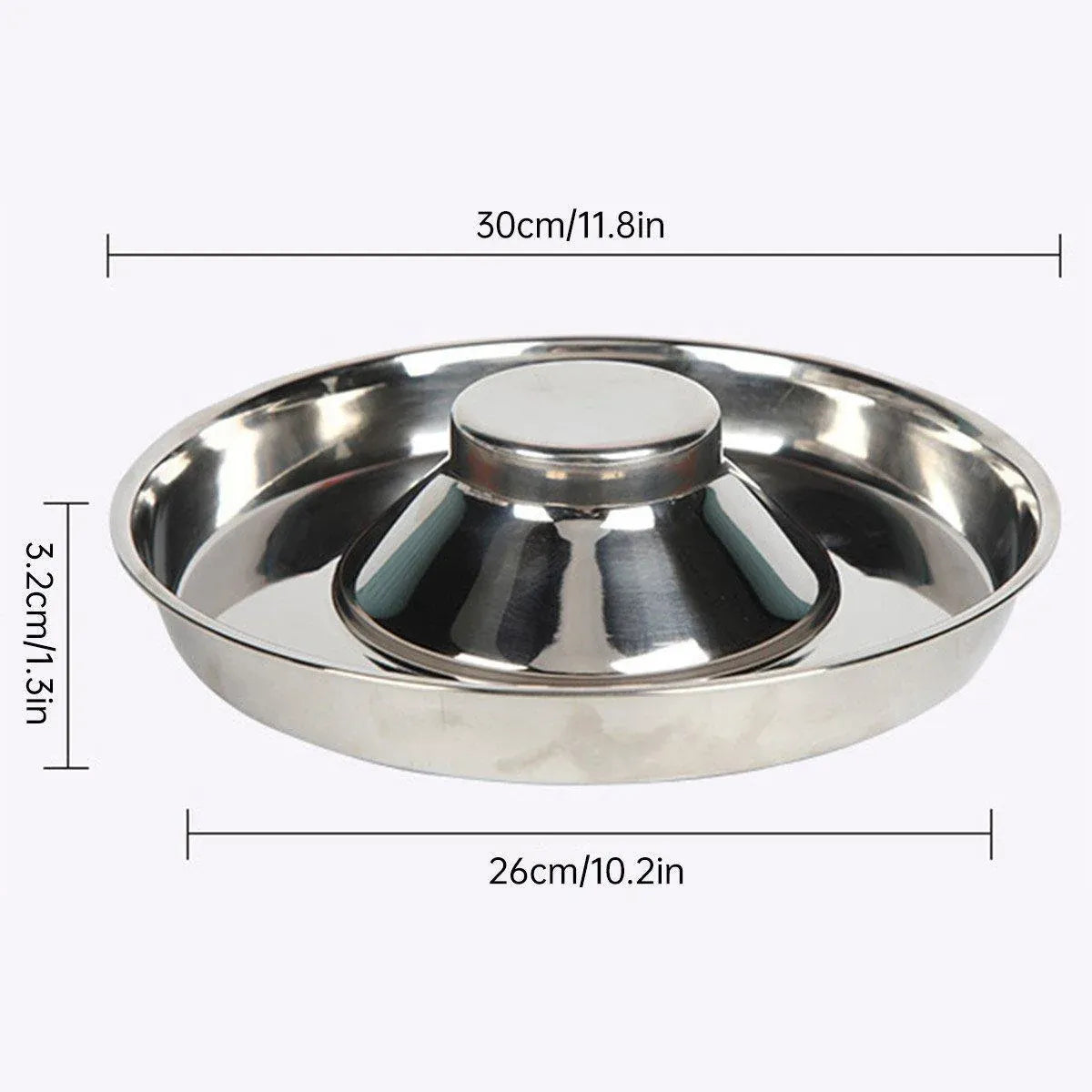 Stainless-Steel Slow-Feed Pet Bowls with Non-Slip Bases, 2-Pack, 30 cm