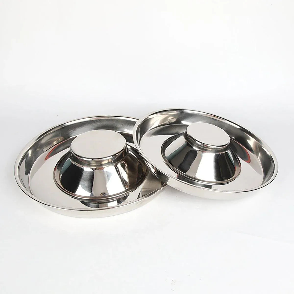 Stainless-Steel Slow-Feed Pet Bowls with Non-Slip Bases, 2-Pack, 30 cm