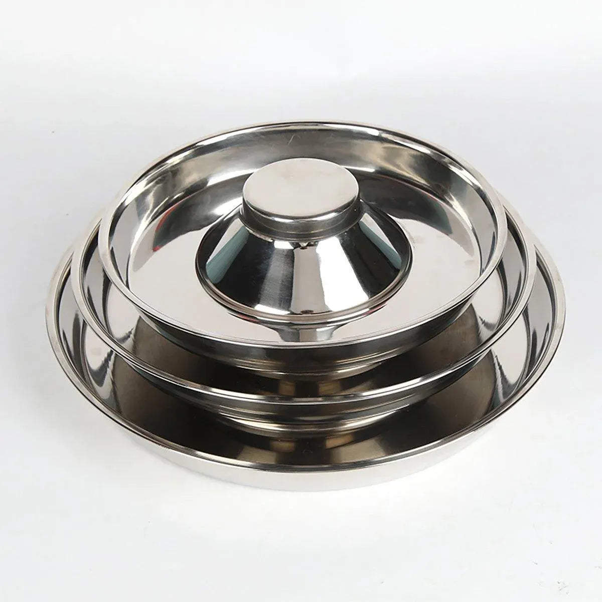 Stainless-Steel Slow-Feed Pet Bowls with Non-Slip Bases, 2-Pack, 30 cm