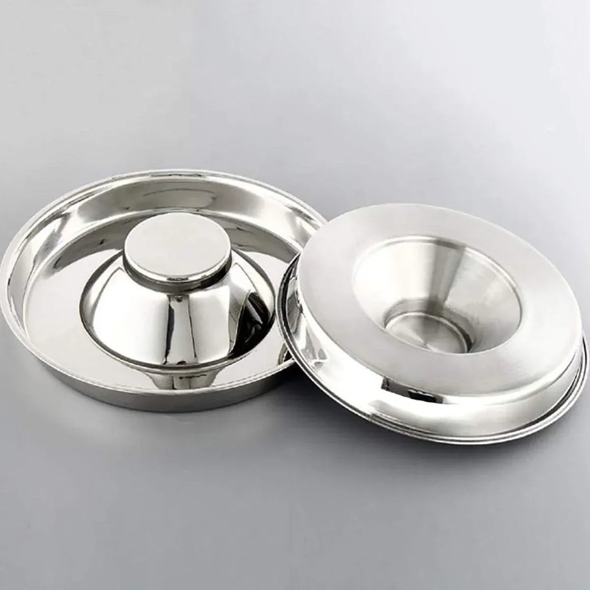 Stainless-Steel Slow-Feed Pet Bowls with Non-Slip Bases, 2-Pack, 30 cm