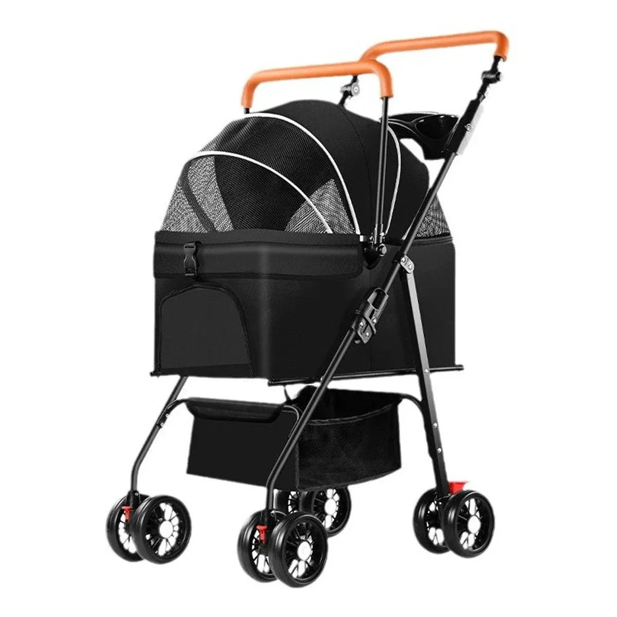 Folding 2-in-1 Pet Stroller with Detachable Carrier - Black, 15 kg