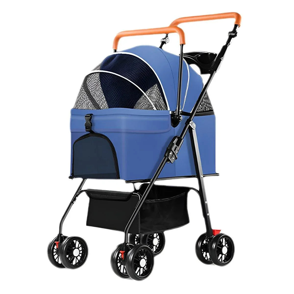 Folding 2-in-1 Pet Stroller with Detachable Carrier - Blue, 15 kg