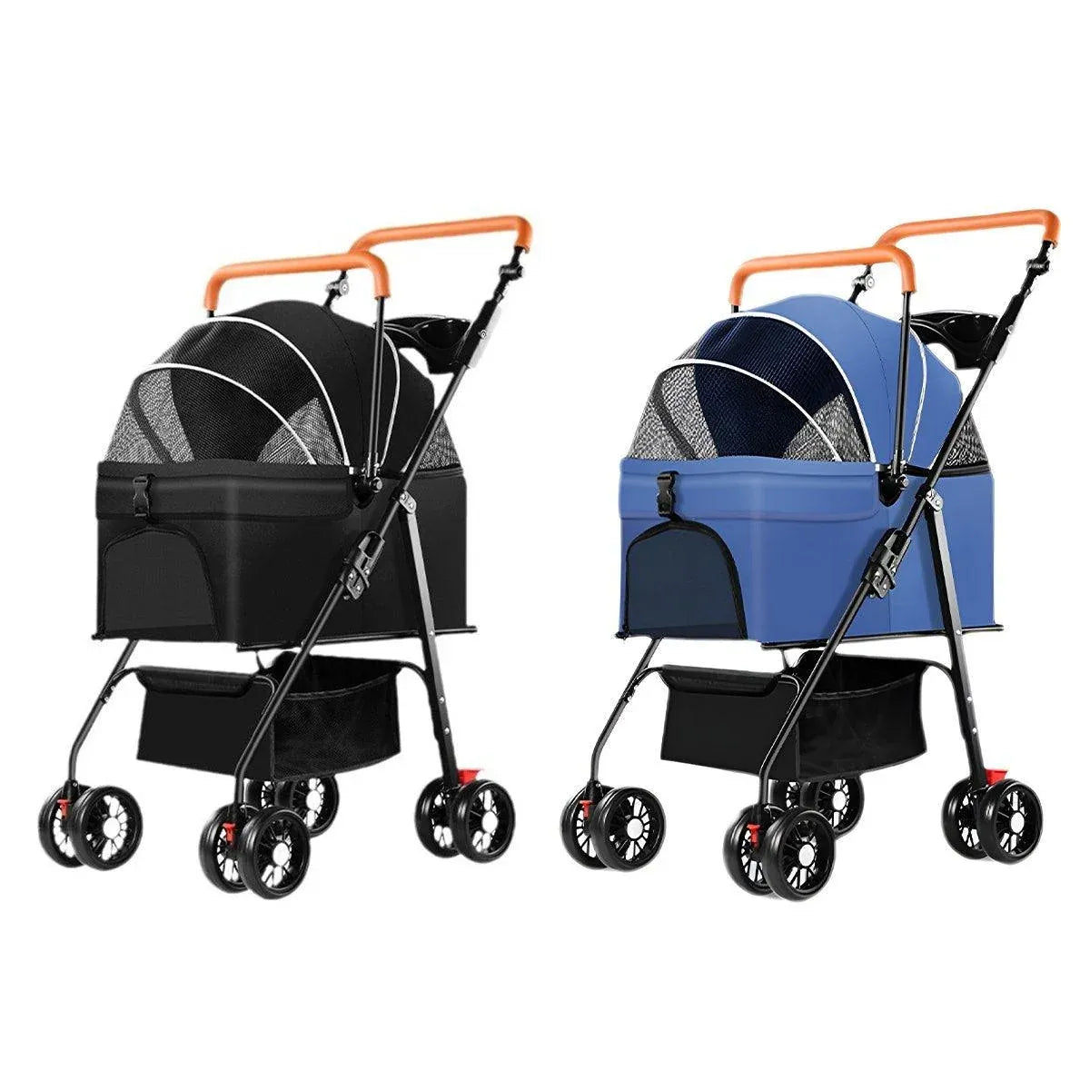 Folding 2-in-1 Pet Stroller with Detachable Carrier - Blue, 15 kg