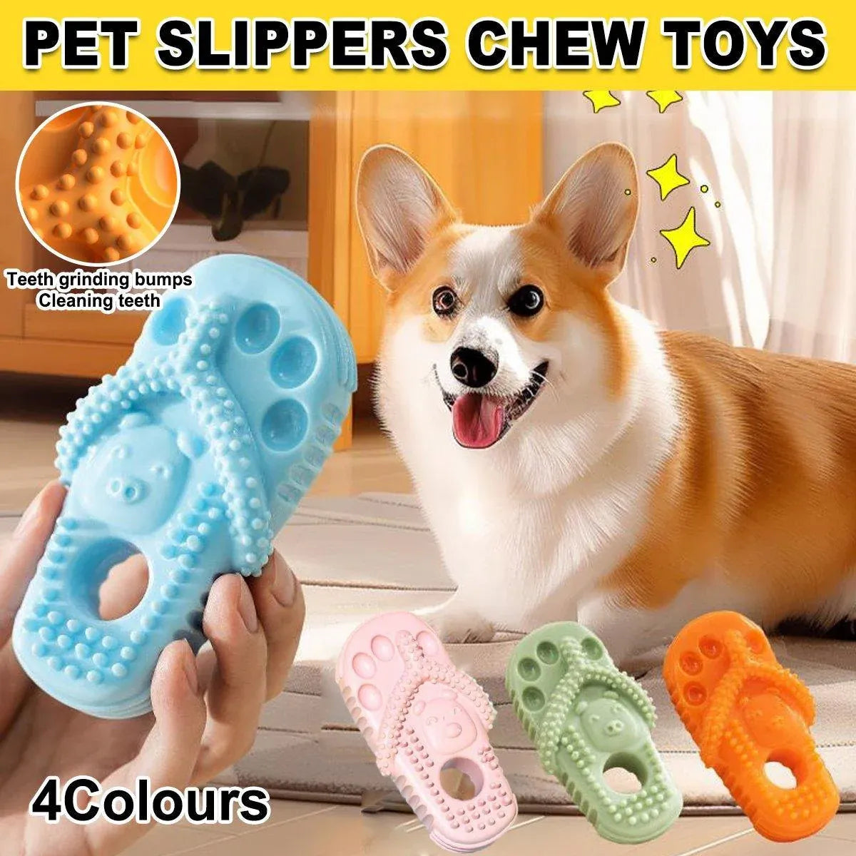 Slipper-Shaped TPR Dog Chew & Play Toy - Green, 12 × 6.2 cm
