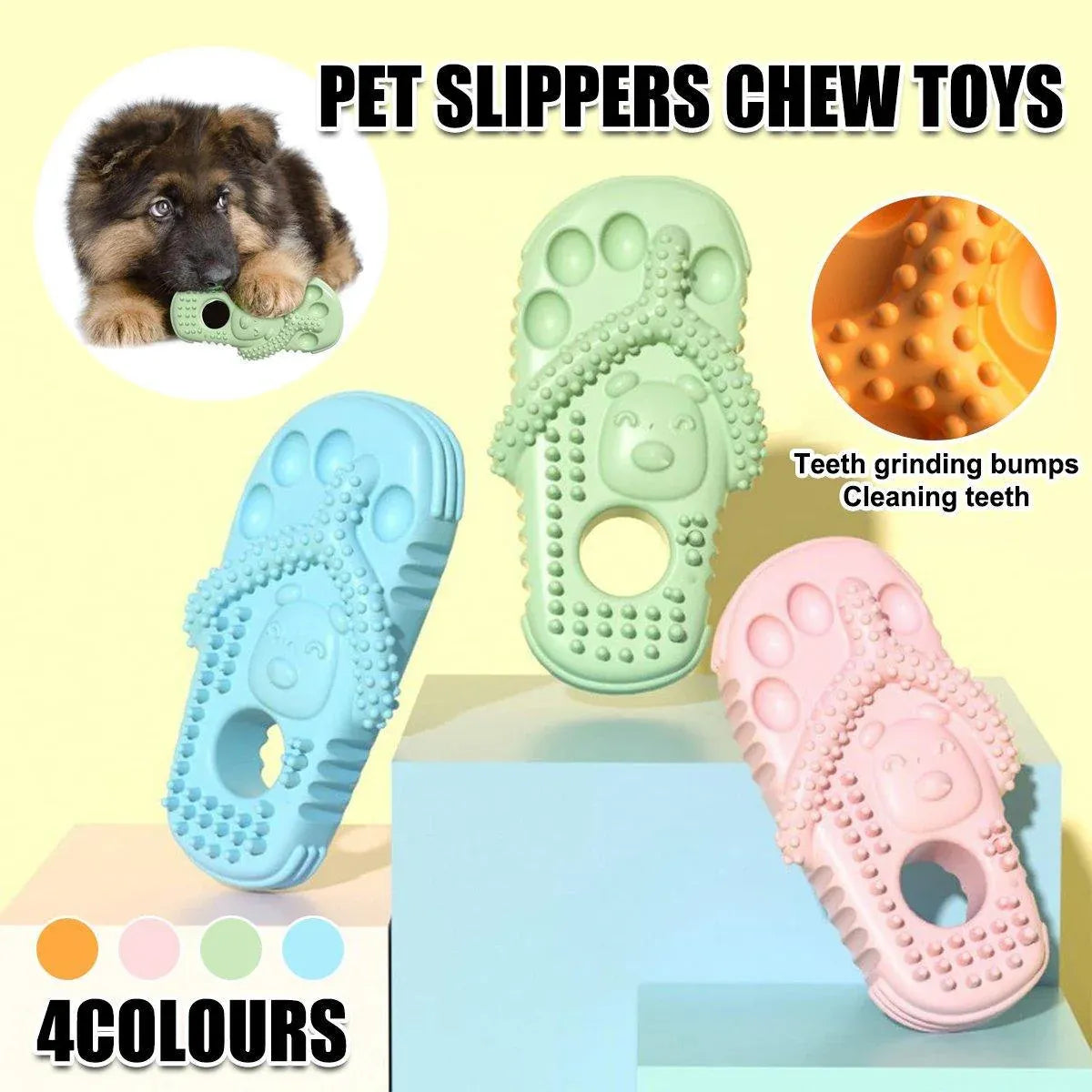 Slipper-Shaped TPR Dog Chew & Play Toy - Green, 12 × 6.2 cm