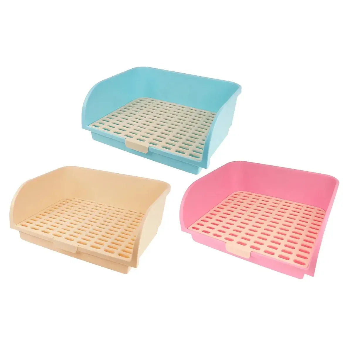 Rabbit & Small Pet Litter Toilet with Removable Mesh - Beige, 43 cm