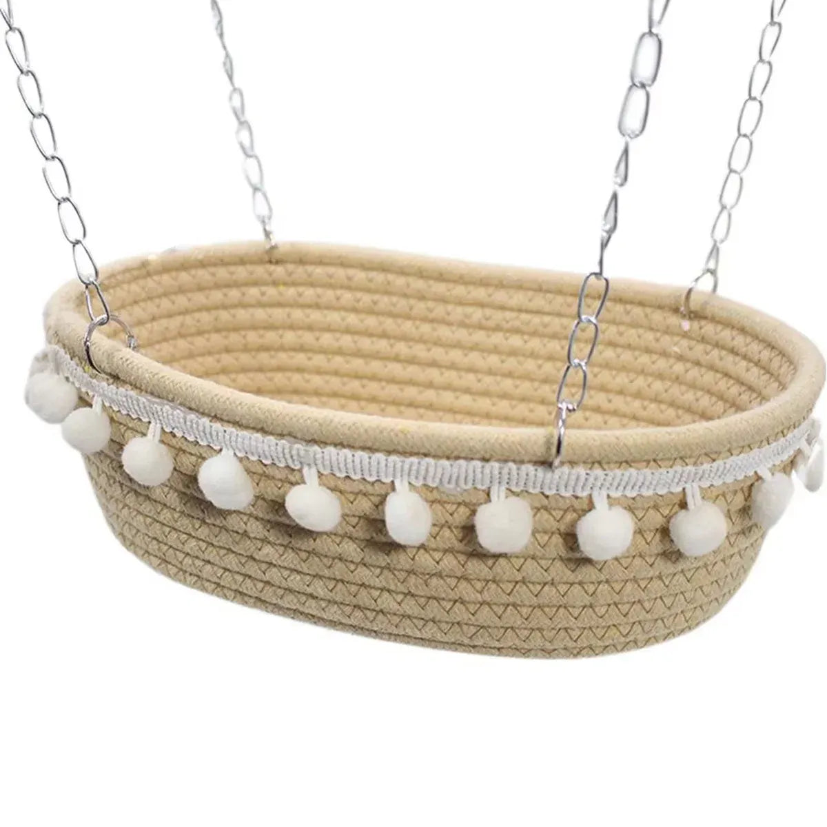 Woven Hanging Small Pet Hammock - Beige, 20 cm