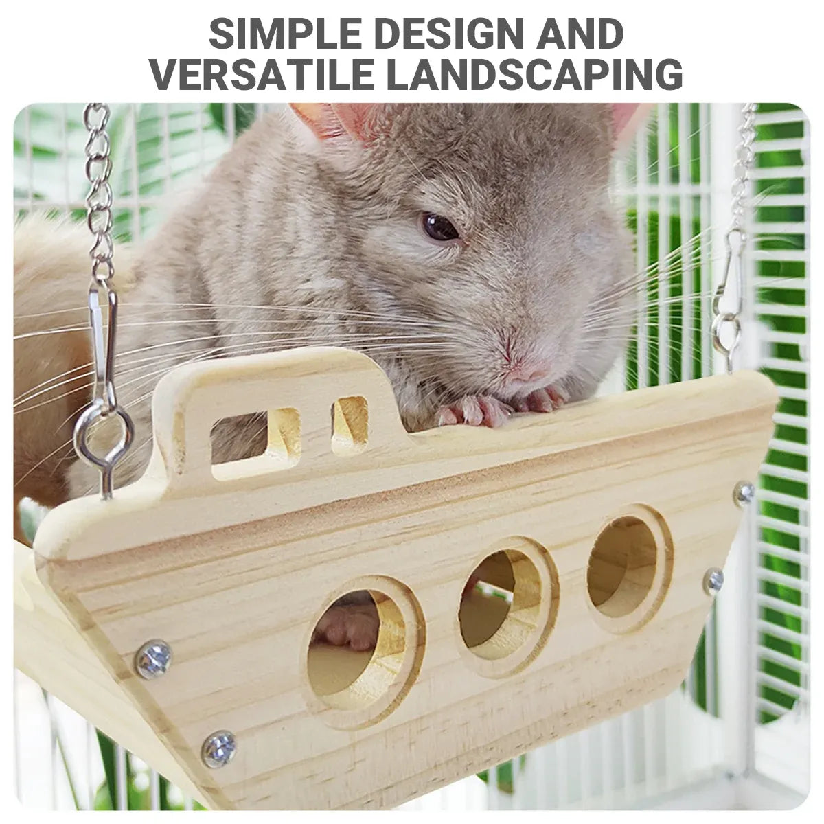 Wooden Cradle Swing Hammock for Small-Pet Cages – product image 4 of 13