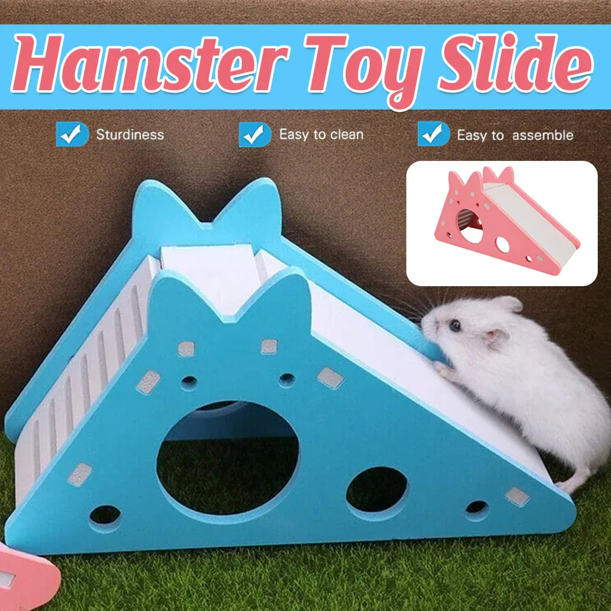 Hamster Hideaway House with Slide - Blue