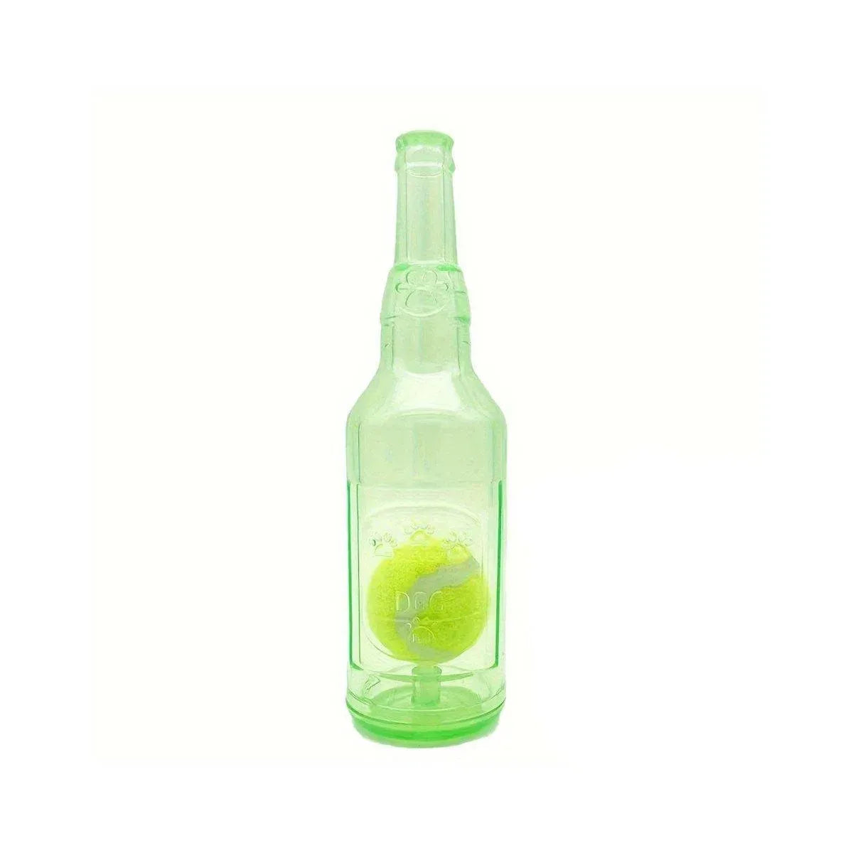 Wine Bottle-Shaped Tennis Ball Dog Chew Toy - Small, Green